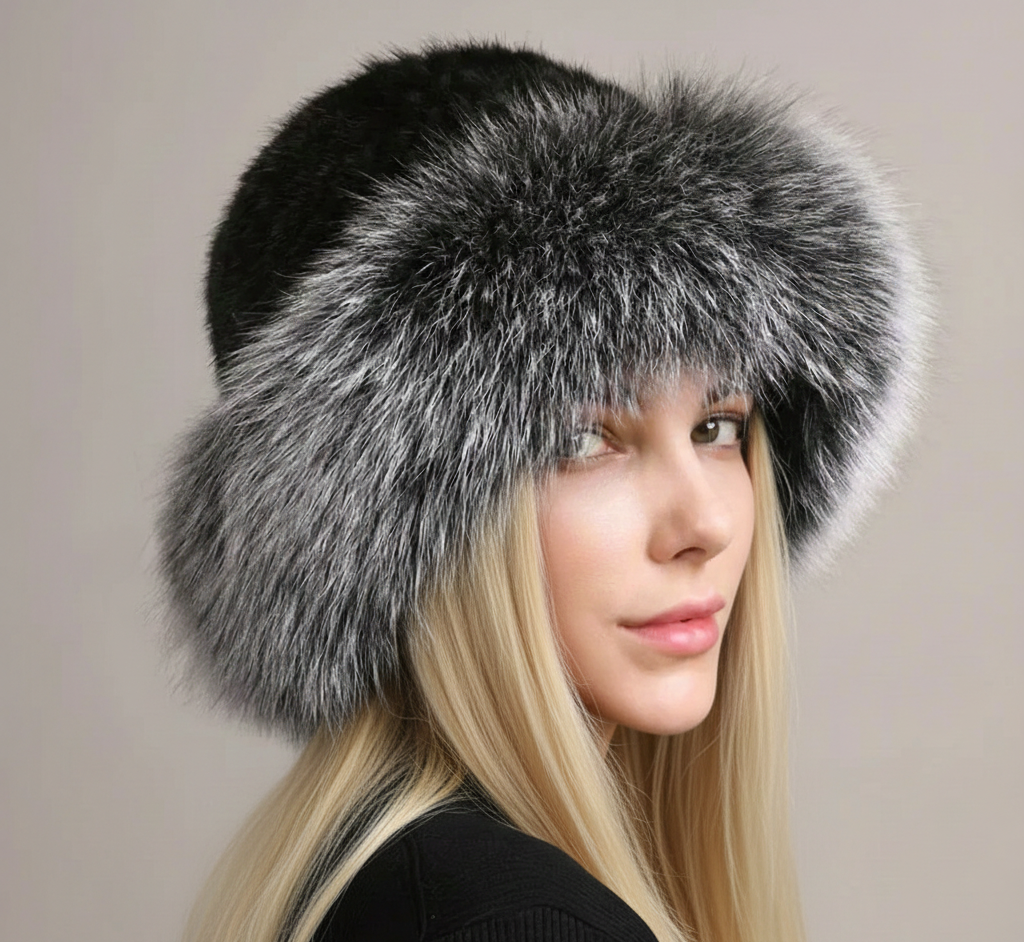 Noira - Gorro de Pele Elegante com Copa Redonda